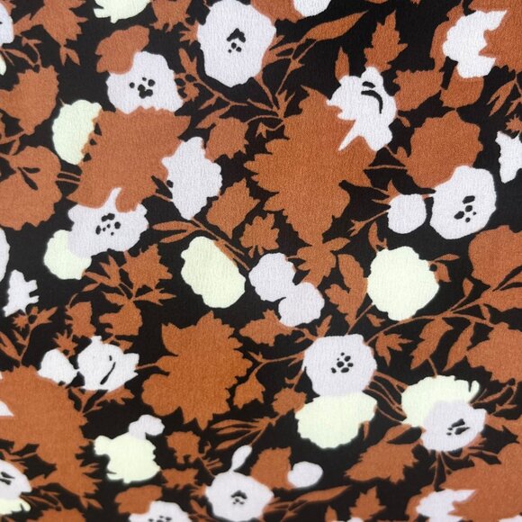 Essentials Long Sleeve Blouse Womens Medium Brown Black New Floral - Picture 6 of 9